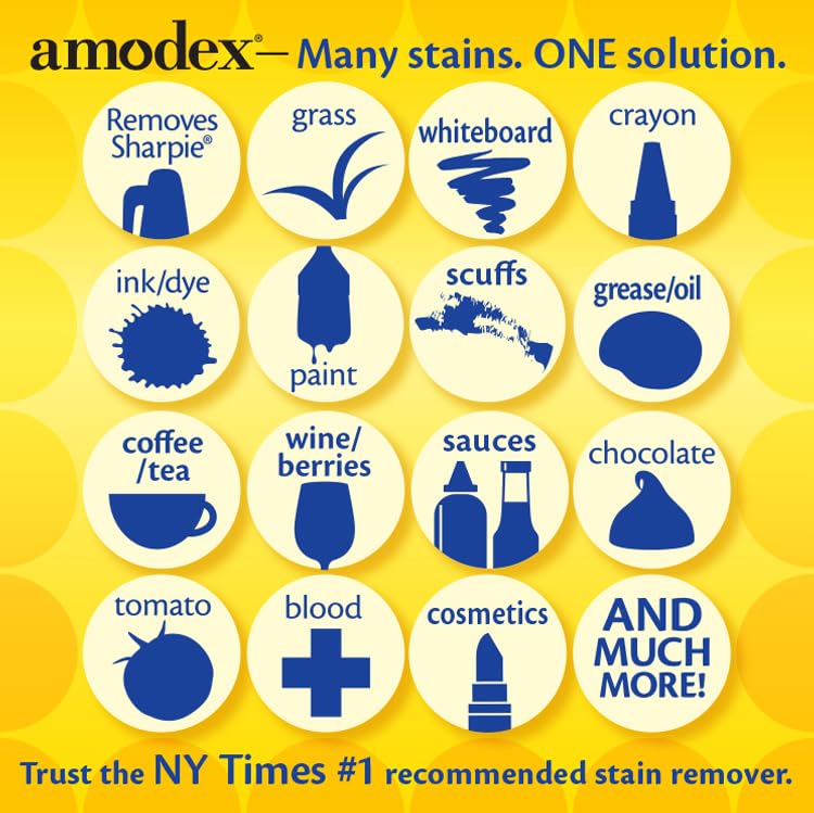 Amodex Ink & Stain Remover Arsenal, Safe and Effective on Clothes, Leather and Skin, Full Set for all your Stain Removal Needs, Includes 2 Bottles, 1 Brush, 10 Wipes - style: Stain Remover Arsenal Kit