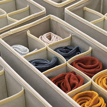 DIOMMELL Set of 6 Foldable Cloth Storage Box Closet Dresser Drawer Organizer Fabric Baskets Bins Containers Divider for Clothes Underwear Socks Lingerie Clothing, Grey 00-0600 - color: Light Grey