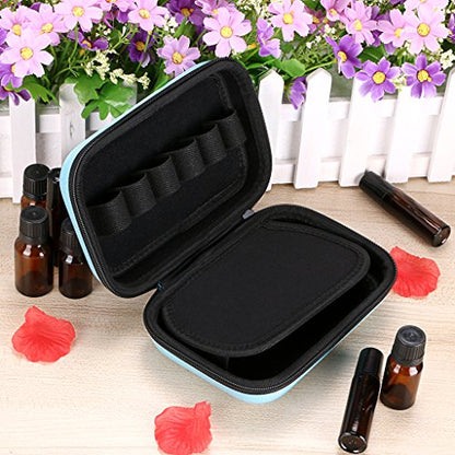 Hipiwe Hard Shell Essential Oil Carrying Case Holds 12 Bottles (Can hold 5ml, 10ml, &10ml Rollers) Travel Size Essential Oils Bag Organizer (Blue) - color: Blue
