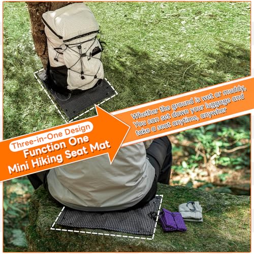 HIKEMAN Mini Hiking Seat Mat，Portable Lightweight Folding Mat，Outdoor Sitting Pad， Double-Sided Waterproof seat Cushion，Suitable Camping Seat for Picnic, Camping, Hiking - color: Black