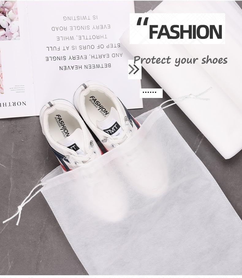 30 eco-friendly travel shoe bag storage bags, non-woven breathable dust-proof bag with rope, suitable for storing shoes and bags, isolate dust and keep shoes and bags clean and tidy. (9.8inX13.77in) - size: 9.8inX13.77in