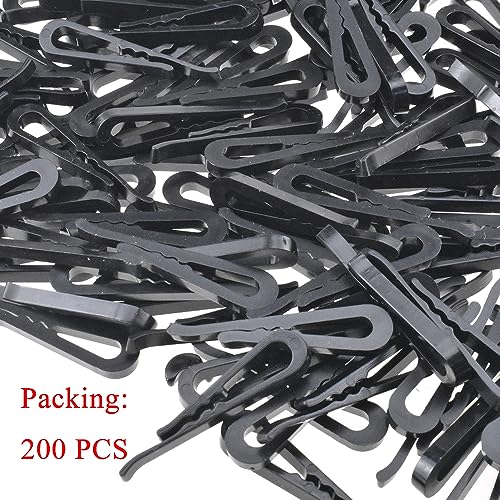 HAHIYO 1.5in/38mm 200Pcs Black Plastic U-Shape Alligator Clips - Fabric Clothespins for Sewing, Folding, Securing Fabric to Comic Board - size: Black - 1.5 inches - 200 Count - With Teeth