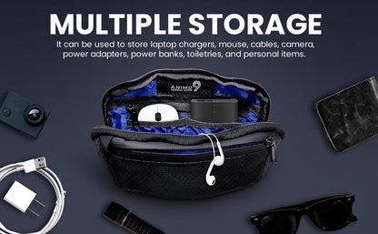 Cable Organizer – Sleek & Weatherproof Back Tech Pouch for Cords, Chargers, and Electronic accessories.