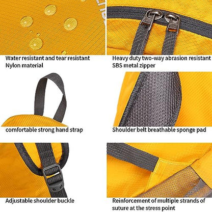FENGDONG 35L Lightweight Foldable Waterproof Packable Travel Small Hiking Backpack Daypack for men women - color: A10-yellow