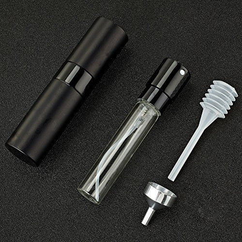LISAPACK 8ML Atomizer Perfume Spray Bottle for Travel, Empty Refillable Cologne Dispenser, Portable Sprayer (Matte Black) - color: Matte Black