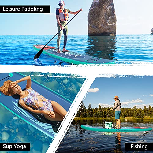Goplus Inflatable Stand up Paddle Board, 10'/10.5'/11' SUP 6" Thick with Premium Accessories, Adjustable Aluminum Paddle, Leash, Carry Bag, Hand Pump, Removable Fin, ISUP for Adults - size: 10.5 FT, style: Green