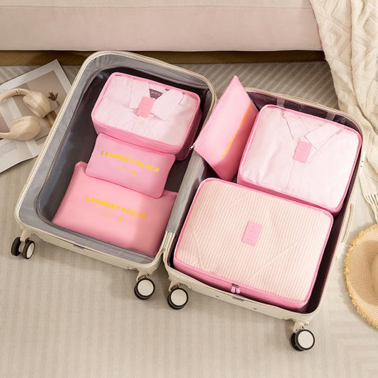 ‌Enhanced 6-Piece Travel Accessories Organizer Bag - Perfect for Workout & Travel Clothes Storage‌ - Pink - color: Pink, size: One Size
