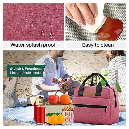 HOMESPON Insulated Lunch Bag for Women Men Lunch Box Cooler Lunch Tote for Work Picnic (Rose) - color: Rose