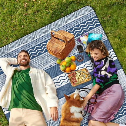 Waterproof Picnic Outdoor Blanket, 79" x 59" Sandproof Foldable Large Picnic Blanket for Beach, Camping, Park, Travel, Concert, Great Gift for Families and Couples(Geometric Texture) - color: Geometric Texture
