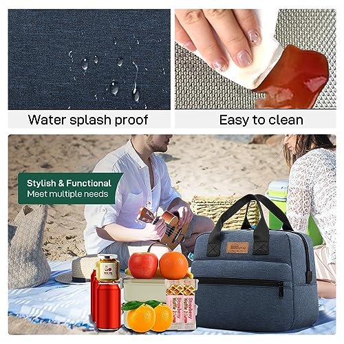 HOMESPON Insulated Lunch Bag for Women Men Lunch Box Cooler Lunch Tote for Work Picnic (Navy) - color: Navy