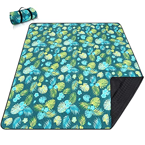 PY SUPER MODE Picnic Blankets Extra Large, Waterproof Foldable Outdoor Beach Blanket Oversized 83x79” Sandproof, 3-Layer Picnic Mat for Camping, Hiking, Travel, Park, Concerts(Yellow Flowers) - color: Yellow Flowers