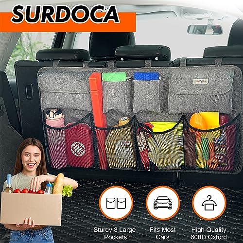 SURDOCA Car Trunk Organizer, LARGE CAPACITY Car Storage Bag with 8 Pockets, 7X Upgraded Trunk Storage Organizer for Car, SUV, Truck, MPV - color: Grey, size: L-35.5x18.2in