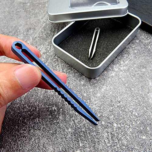 Canku 2pcs Mini Tweezers Titanium Portable Titanium Alloy EDC Tweezers Survival Camping Outdoor Travel Mini Tool(Blue) … - color: Blue