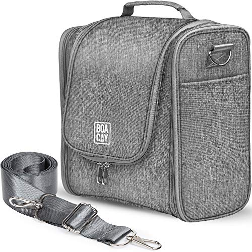 BOACAY Extra Large Hanging Travel Toiletry Bag for Women and Men, Makeup Bag, Bathroom & Shower Organizer Kit for Accessories, Cosmetics, Essentials - color: (X-Large) Quartz Gray