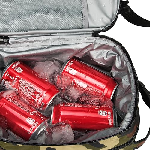 Tirrinia Expandable Insulated Lunch Bag for Men Women – Leakproof Reusable Cooler LunchBox for Kids & Adults with Shoulder Strap, Perfect for Work, School, Office, Travel,Camo - color: Camouflage