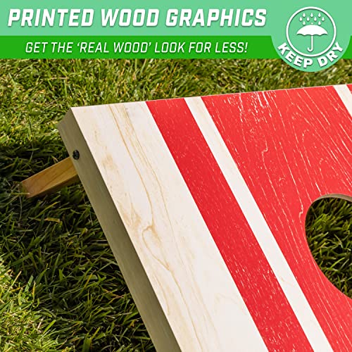 GoSports Portable Cornhole Sets, 8 Styles – Choose 4 x 2 ft or 3 x 2 ft - Boards Include 8 Bean Bags, Travel Case, and Game Rules - style: 4 x 2 ft Wood Design