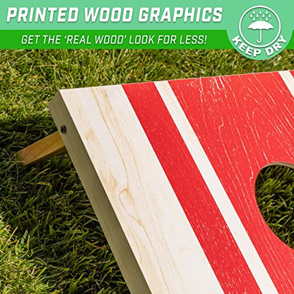 GoSports Portable Cornhole Sets, 8 Styles – Choose 4 x 2 ft or 3 x 2 ft - Boards Include 8 Bean Bags, Travel Case, and Game Rules - style: 4 x 2 ft Wood Design