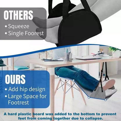 Portable Airplane Foot Hammock, Hardened Plastic Plate at The Bottom, Height Adjustable Feet Rest for Plane Travel, Office, Desk, Bus, Train, Long Trip (Gray)