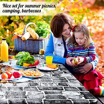 Boao 3 Pcs Vinyl Picnic Table Cover with Bench Cover 6 ft 30 x 72 Inch Waterproof Fitted Tablecloth Flannel Backing Rectangular Elastic Edged for Camping Outdoor Patio Travel(Brick) - color: Brick
