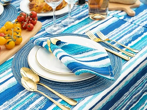 YiHomer Indoor Outdoor Tabletop for Spring Summer Decorations, Picnics and Dinner Parties - Stain and Water Resistant, Crayon Art (Ocean), Tablecloth, 60 x 84 Rectangle - size: 84" x 60" (Rectangular)