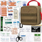 Everlit 180 Pieces Tactical First Aid Kit IFAK Molle EMT Pouch Outdoor Camping Emergency Kits for for Camping Boat Hunting Hiking Home Car Earthquake and Adventures - color: Coyote Brown