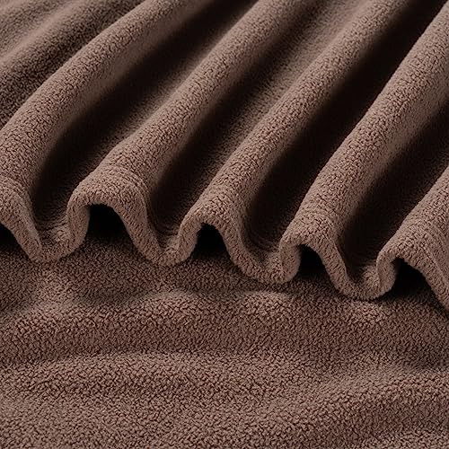 Berkshire Blanket Microfleece Queen Size Bed Blanket Taupe, Lightweight Soft Breathable Plush Micro Fleece Blanket for Bed Couch Sofa, 90x90 Inches - color: Foal, size: Full/Queen