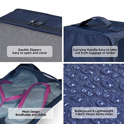 JJ POWER Travel Packing Cubes, Luggage Organizers with Shoe Bag - color: Navy Blue