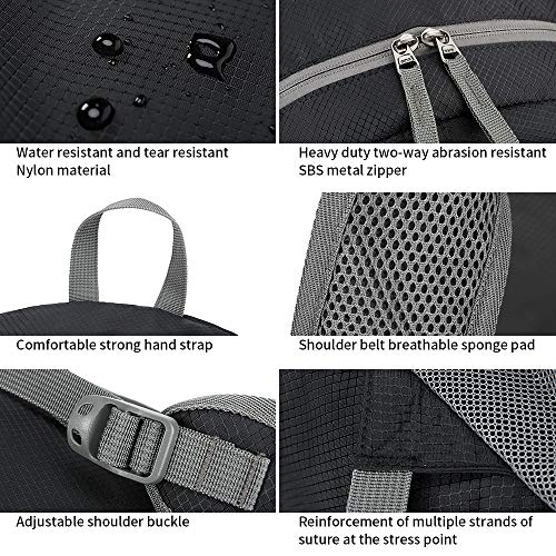 FENGDONG 35L Lightweight Foldable Waterproof Packable Travel Small Hiking Backpack Daypack for men women - color: A2-black-upgrade