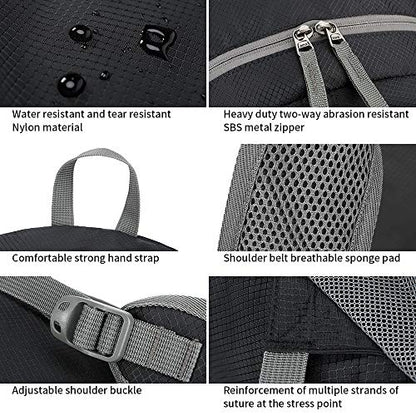 FENGDONG 35L Lightweight Foldable Waterproof Packable Travel Small Hiking Backpack Daypack for men women - color: A2-black-upgrade