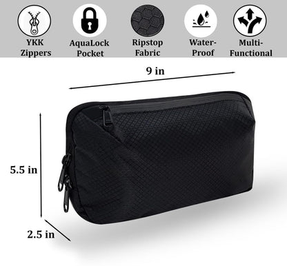 Cable Organizer – Sleek & Weatherproof Back Tech Pouch for Cords, Chargers, and Electronic accessories.