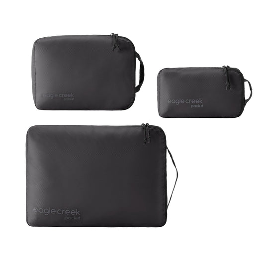 Eagle Creek Pack-It Isolate Cube Set - Packing Cubes for Stackable Storage - Convenient Top Handle - Easy Grab Zipper Pull - Black - XS/S/M - 3 - color: Black