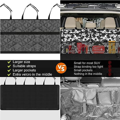 Femuar Car Trunk Organizer,Large Capacity Backseat Trunk Organizer(42"*18"),Collapsible Car Storage Bag with 8 Pocekt,SUV/MPV/Truck - Cow print - color: Cow print