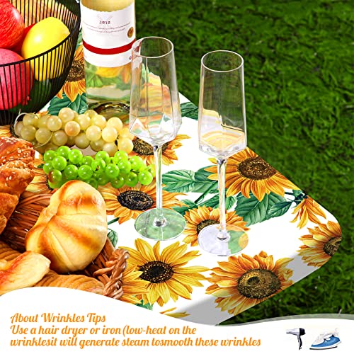 Boao 3 Pcs Vinyl Picnic Table Cover with Bench Cover 6 ft 30 x 72 Inch Waterproof Fitted Tablecloth Flannel Backing Rectangular Elastic Edged for Camping Outdoor Patio Travel(Sunflower) - color: Sunflower