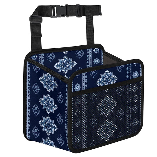 Car Backseat Organizer, PU Leather Back of Seat Cars Hanging Organizer with Pockets Leakproof Car Garbage Bags Hanging Car Seat Storage Box Travel Accessories Foldable (Tribal-floral Vintage Blue) - color: Tribal-floral Vintage Blue