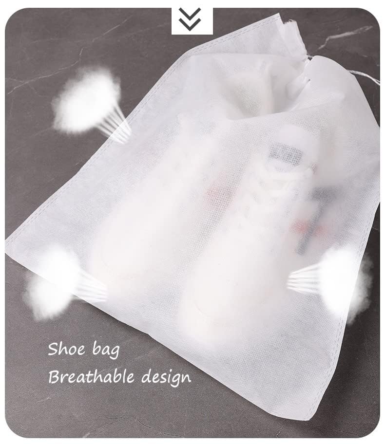 30 eco-friendly travel shoe bag storage bags, non-woven breathable dust-proof bag with rope, suitable for storing shoes and bags, isolate dust and keep shoes and bags clean and tidy. (9.8inX13.77in) - size: 9.8inX13.77in