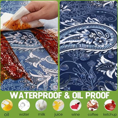 Picnic Table Cover with Bench Covers Waterproof Elastic Rectangle Reusable Folding Tablecloth Manteles Mantelería Camping Essentials Rv Car Travel Supplies Table Cloth Outdoor Road Trip Camper Gifts - color: Blue Paisley, size: 72in