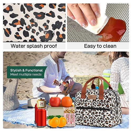 HOMESPON Insulated Lunch Bag for Women Men Lunch Box Cooler Lunch Tote for Work Picnic (Leopard Print) - color: Leopard Print