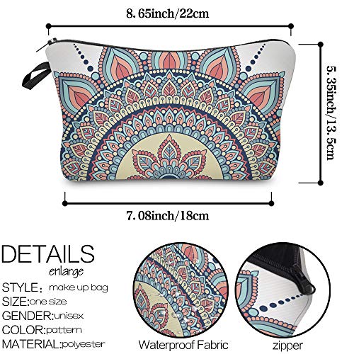 Deanfun Cosmetic Bag for Women, Mandala Flowers Waterproof Makeup Bags Roomy Toiletry Pouch Travel Accessories Gifts (50965) - color: 50965