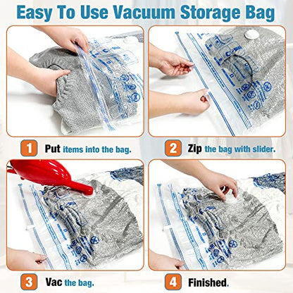Vacuum Storage Bags, 10 Small Space Saver Vacuum Seal Bags, Space Bags, Vacuum Sealer Bags for Clothes with Travel Hand Pump (10S) - size: 10-Small