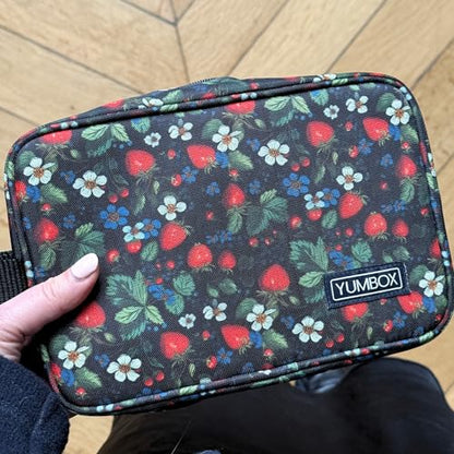 Yumbox Chill Snack Bag includes 2 Removable Gel Ice Packs, Freezable Cooler Bag for School Lunch, Work, Pre-school, Foldable, Spacious, Lightweight Strawberry Fields Print - color: Strawberries