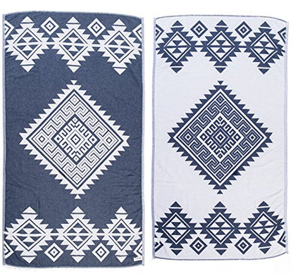 Bersuse 100% Cotton Yucatan Turkish Towel - 39x71 Inches, Dark Blue - color: Dark Blue