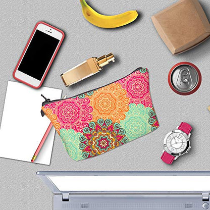 Deanfun Cosmetic Bag for Women, Mandala Flowers Waterproof Makeup Bags Roomy Toiletry Pouch Travel Accessories Gifts (51560) - color: 51560