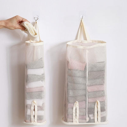 1pc Mesh Storage Bags Wall Mounted Breathable Fabric Hangable Organizer, Space Saving Pouches for Clothes Socks Underwear, Yellow, S - size: Small
