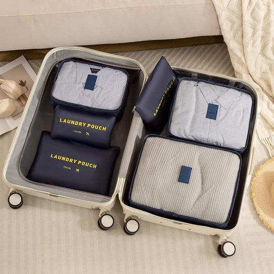 ‌Enhanced 6-Piece Travel Accessories Organizer Bag - Perfect for Workout & Travel Clothes Storage‌ - Navy - color: Navy, size: One Size