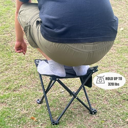 Opliy Camping Stool 2 Pack,13 Inch Portable Folding Stool for Outdoor Gardening and Beach Hiking Fishing,Foot Stool with Carry Bag (Black) - color: Black
