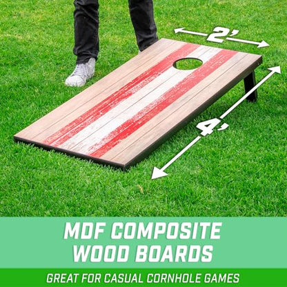 GoSports Portable Cornhole Sets, 8 Styles – Choose 4 x 2 ft or 3 x 2 ft - Boards Include 8 Bean Bags, Travel Case, and Game Rules - style: 4 x 2 ft Barnwood