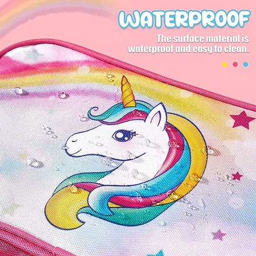 Toiletry Bag for Girls - Kids Toiletry Bag Christmas Birthday Gift Camping Travel Toiletry Case Toiletries Makeup Cosmetic Pouch Pink Water-resistant Wash Bag Dopp Kit with Mesh Pocket - style: Unicorn B