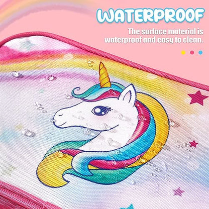 Toiletry Bag for Girls - Kids Toiletry Bag Christmas Birthday Gift Camping Travel Toiletry Case Toiletries Makeup Cosmetic Pouch Pink Water-resistant Wash Bag Dopp Kit with Mesh Pocket - style: Unicorn B