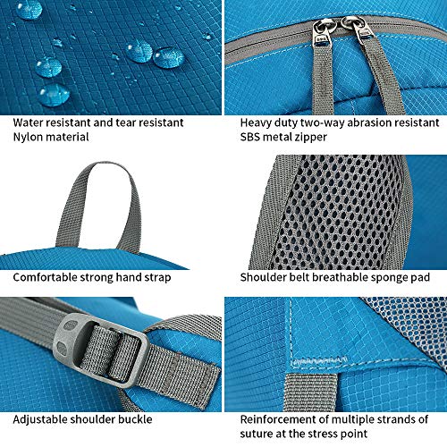 FENGDONG 35L Lightweight Foldable Waterproof Packable Travel Small Hiking Backpack Daypack for men women - color: A5-blue-upgrade