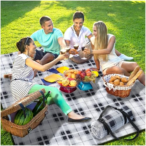 Extra Large Picnic Blankets Portable 80x80 Oversized Waterproof Sandproof Outdoor Beach Blanket Camping Grass Mat XXL Tent Music Festival Essential Road Trip Car Rv Accessories Pet Garden Must Have - color: Obsidian